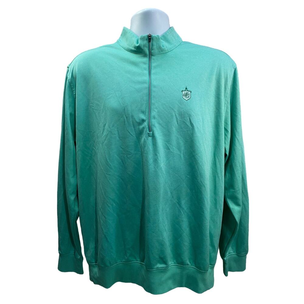 Donald Ross Sweater Mens LARGE Green Quarter Zip Performance Pullover Golf Logo